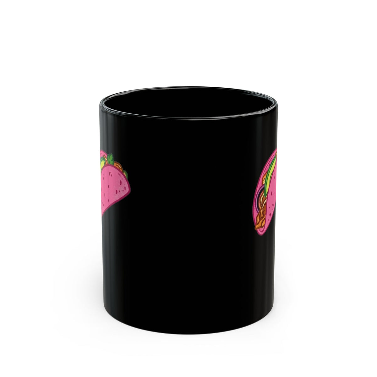 "I Love Pink Tacos" Black Ceramic Mug — Graphic