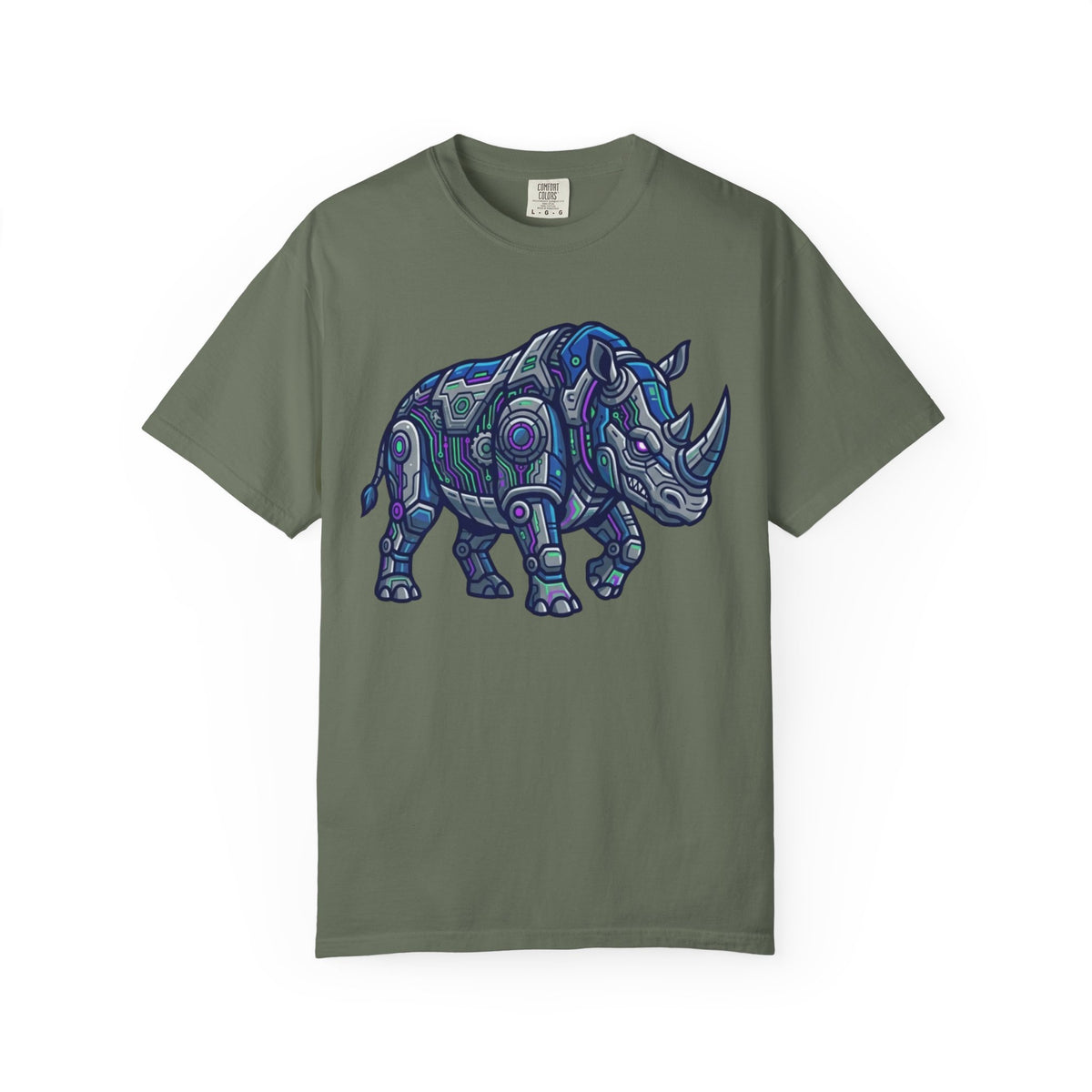 Color: Moss | Cyber Rhino Unisex Garment-Dyed Tee
