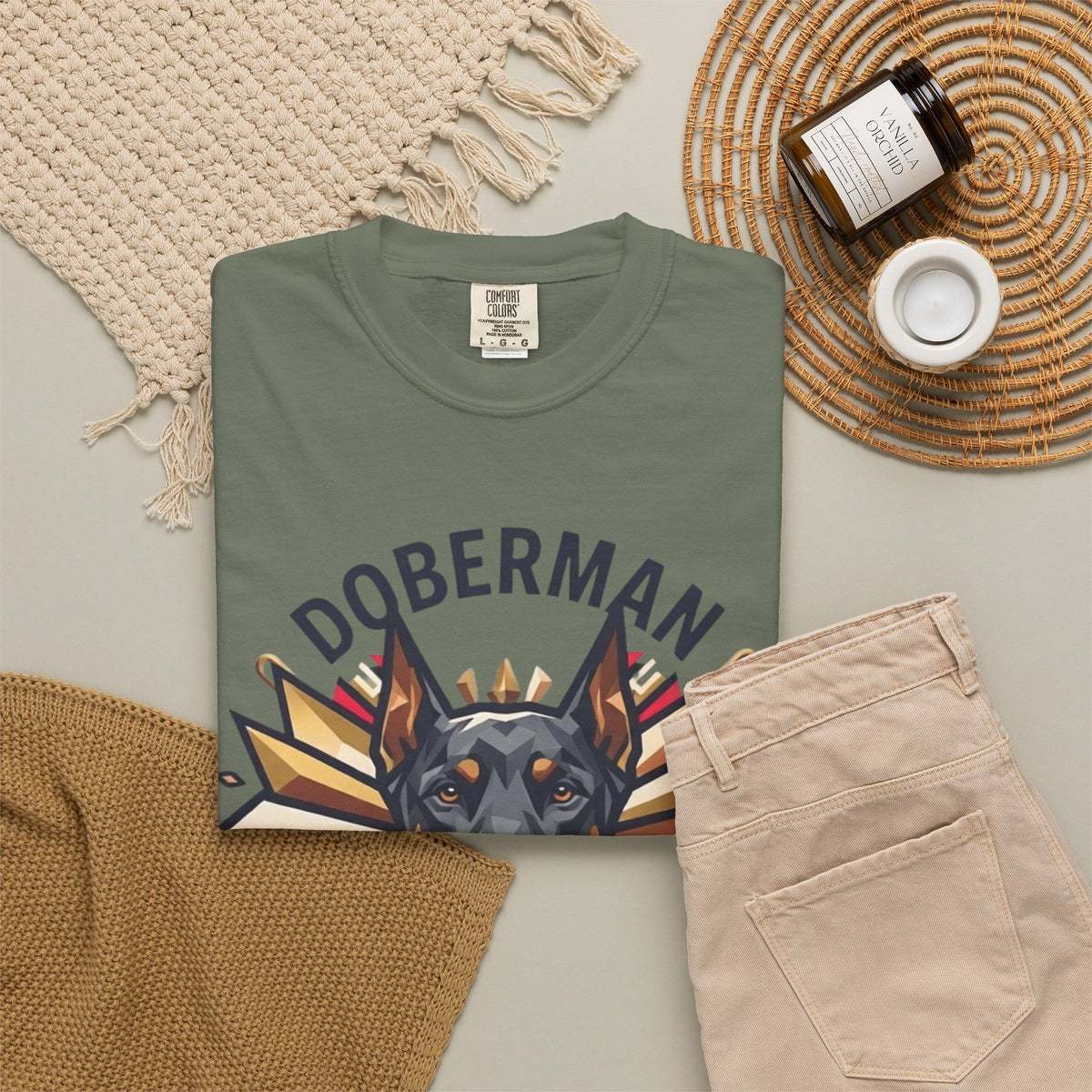 "Doberman Defender" Unisex Garment-Dyed Tee