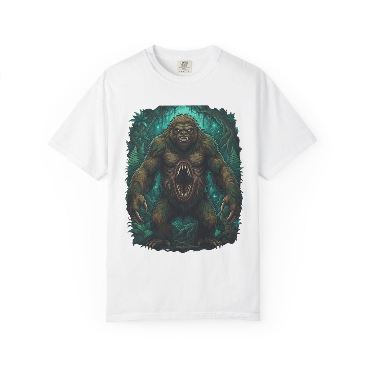 Color: White | Mapinguari (Amazon Rainforest) Unisex Garment-Dyed Tee