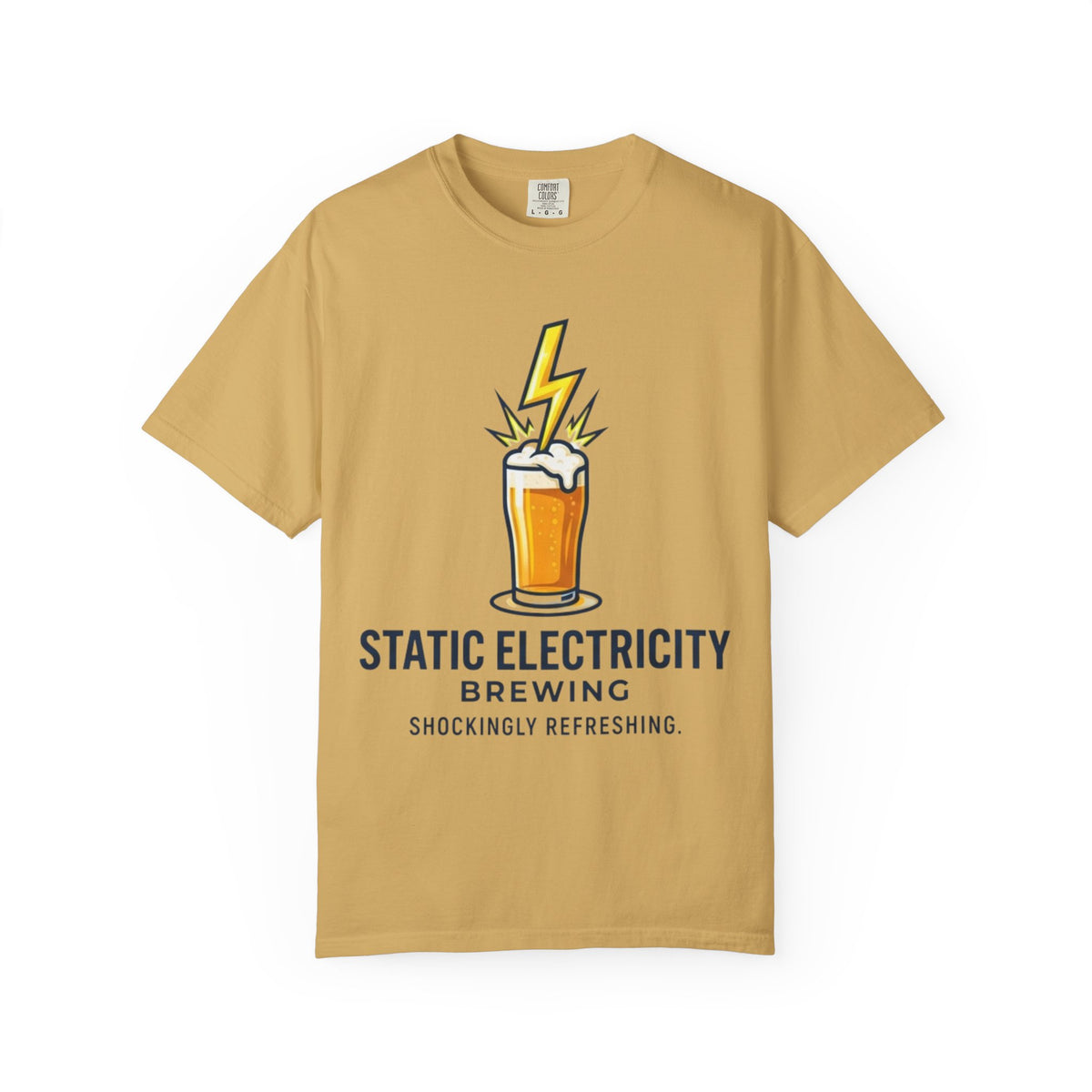 Color: Mustard | Static Electricity Brewing Unisex Garment-Dyed Tee
