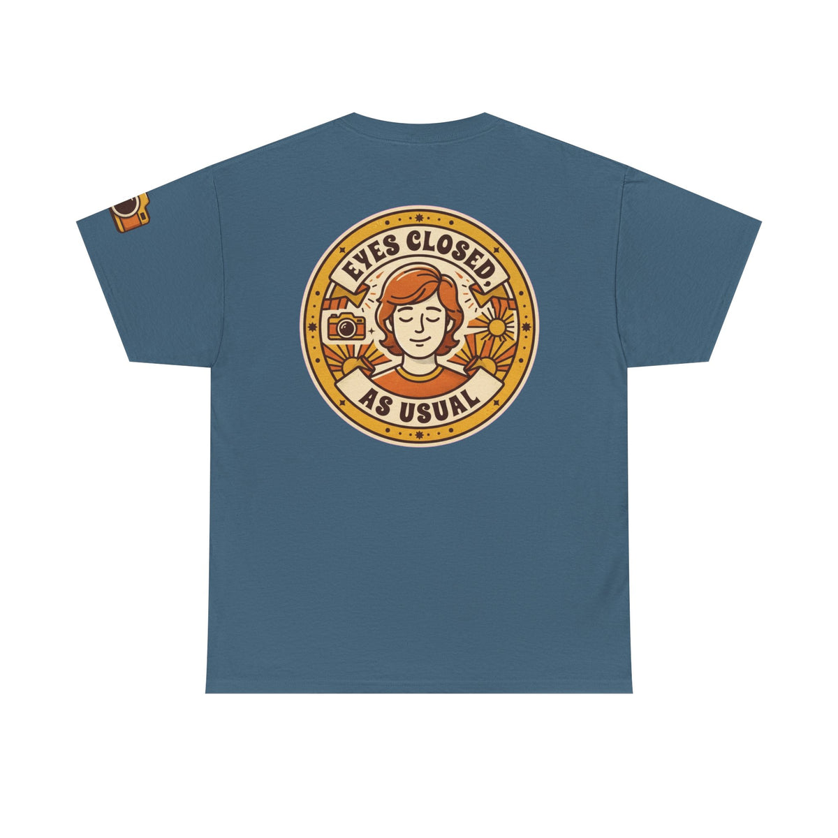 Color: Indigo Blue | Eyes Closed As Usual Premium Graphic Tee