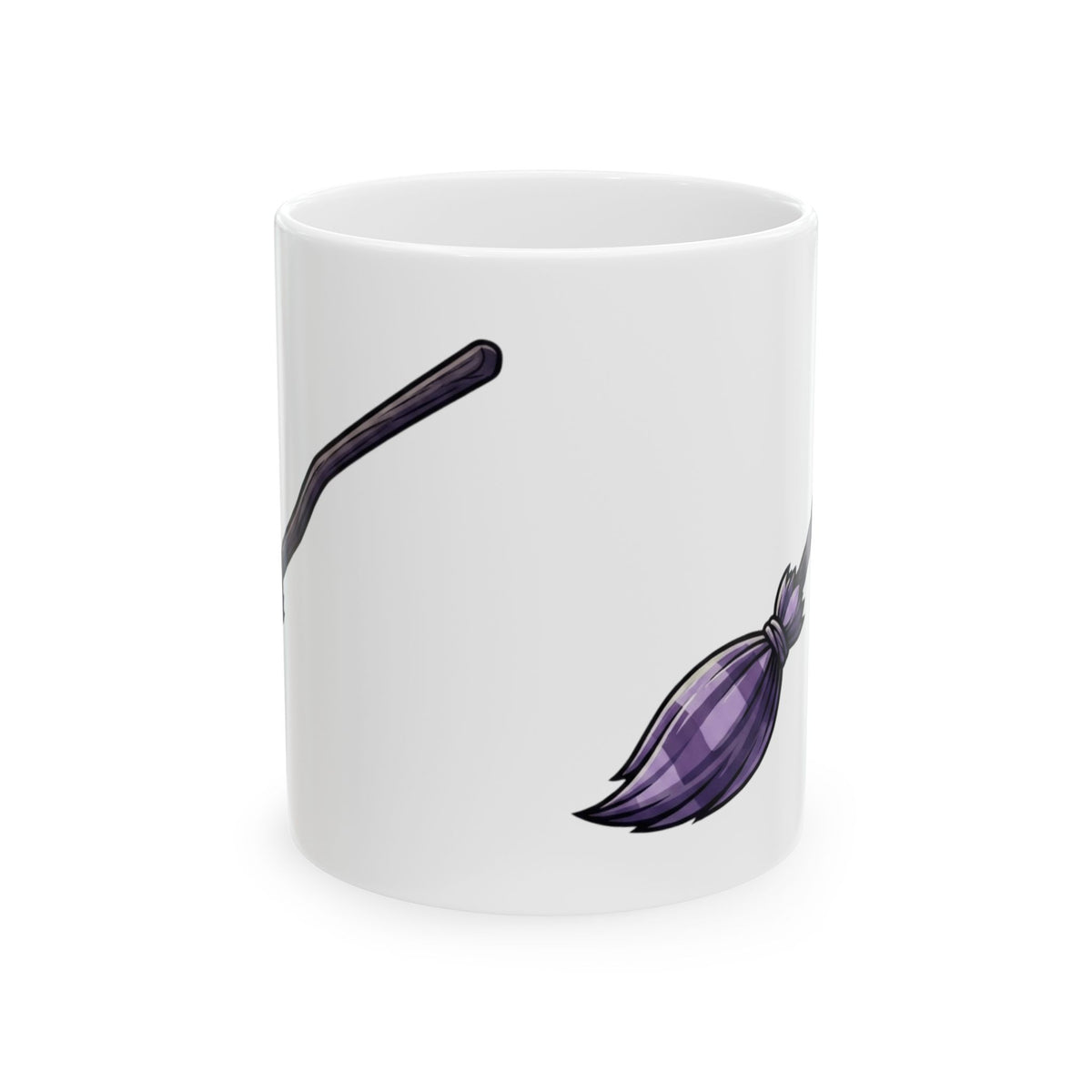 "Wanna See My Broomstick" White Ceramic Mug — Graphic