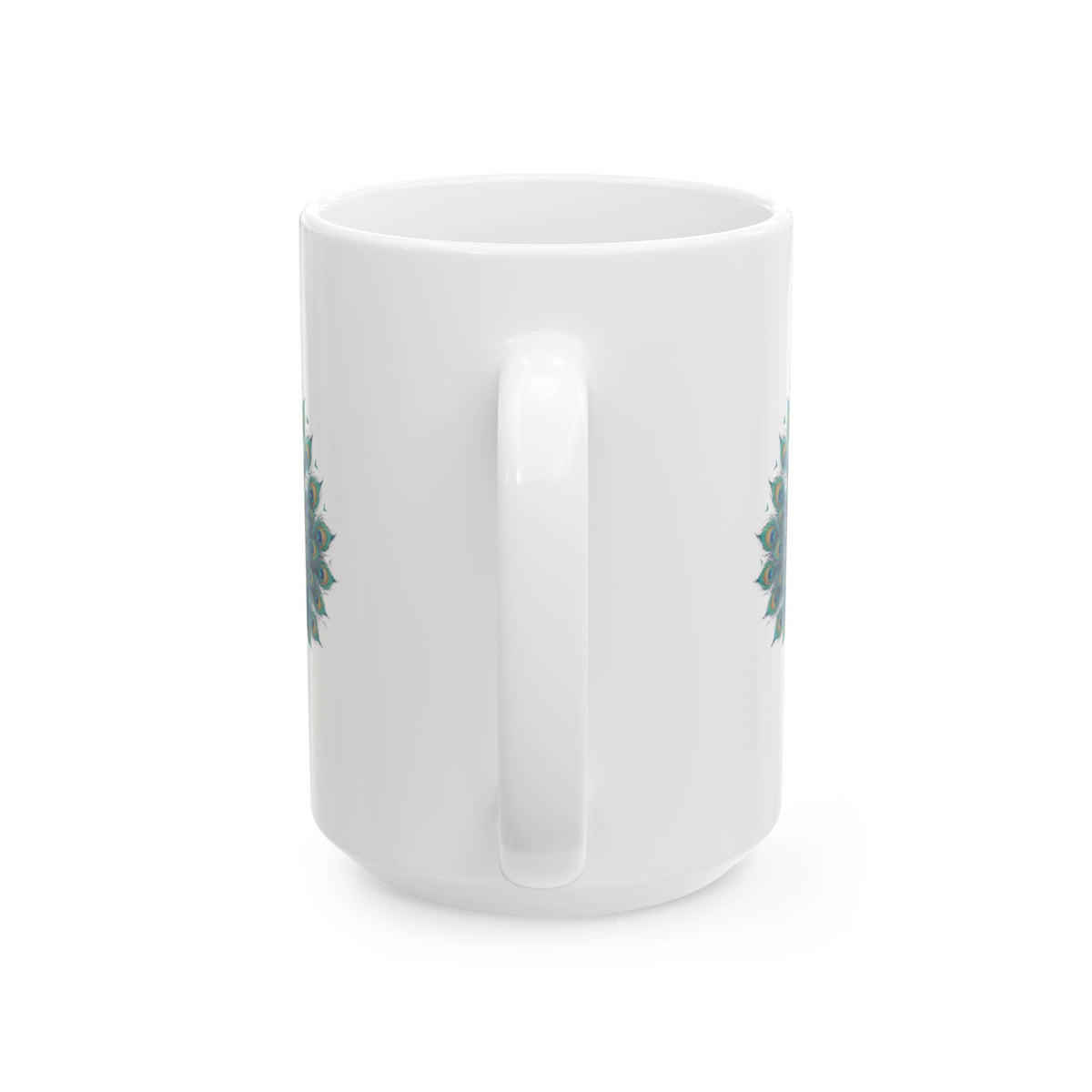 "Hippy Peacock" White Ceramic Mug