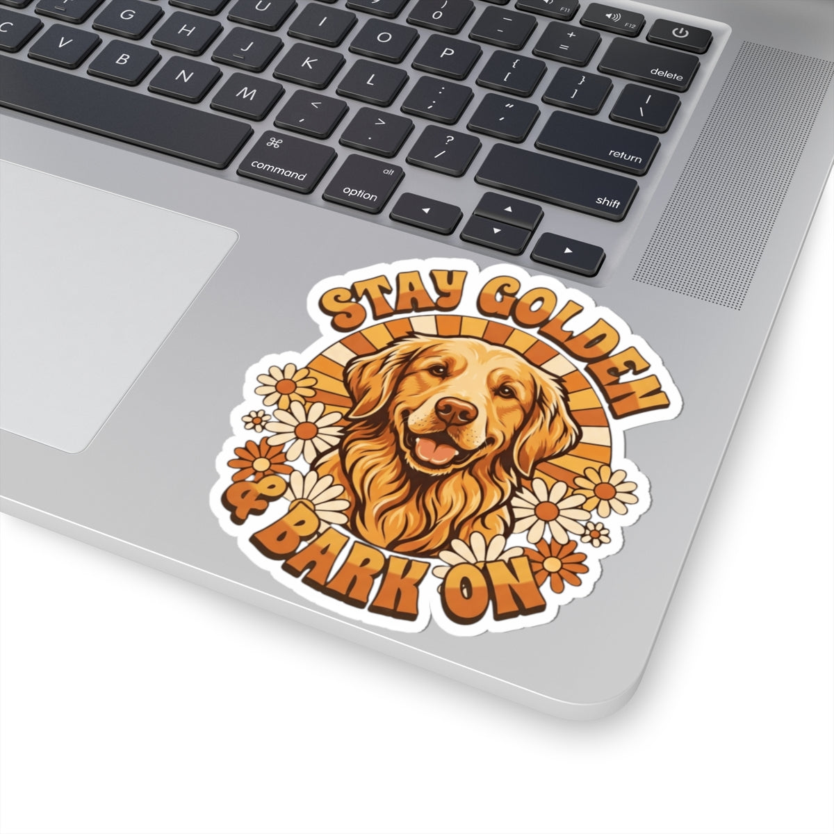 "Stay Golden & Bark On" Sticker — Main
