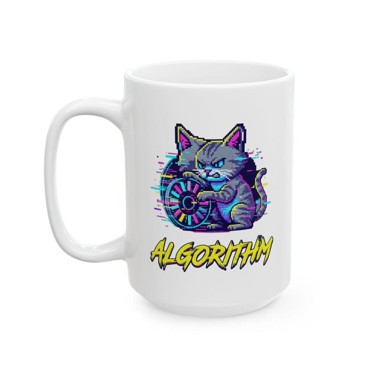 "Keep Calm And Blame The Algorithm" White Ceramic Mug — Graphic