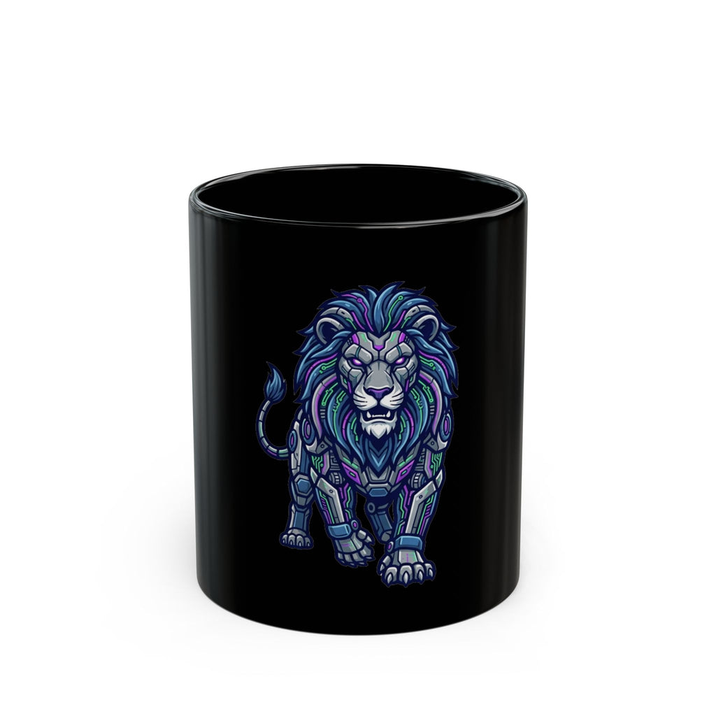 "Cyber Lion" Black Ceramic Mug