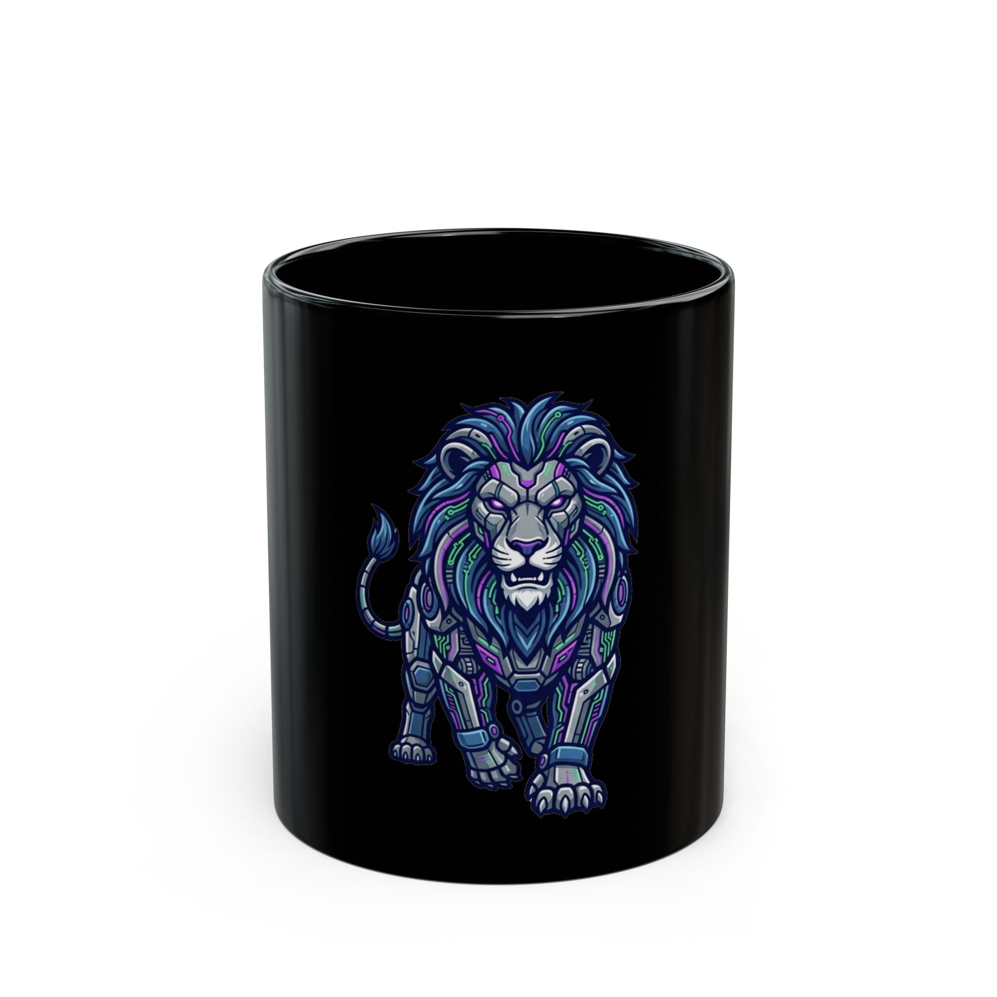 "Cyber Lion" Black Ceramic Mug