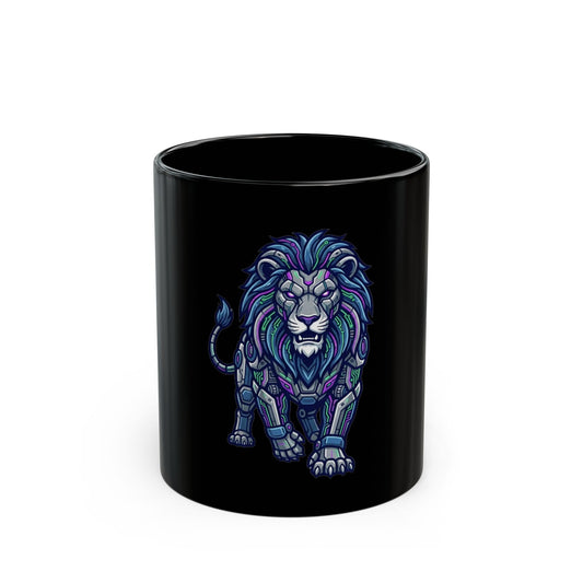 "Cyber Lion" Black Ceramic Mug