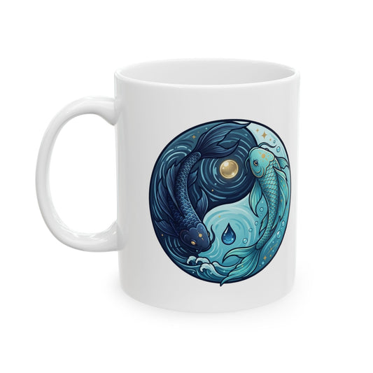 "Yin Yang Pisces" White Ceramic Mug
