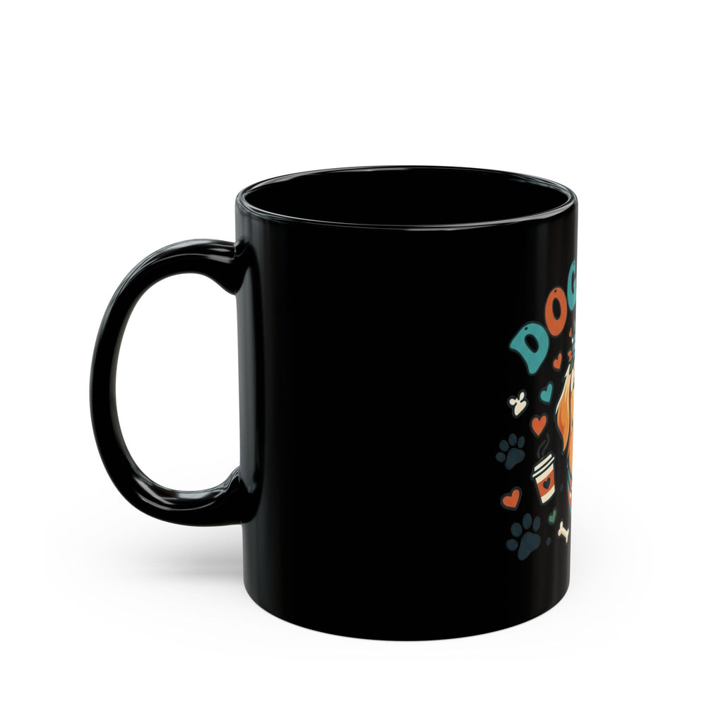 "Dog Mom" Black Ceramic Mug