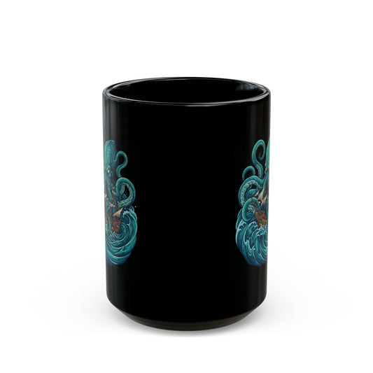 "The Kraken (Norse-Global Maritime)" Black Ceramic Mug