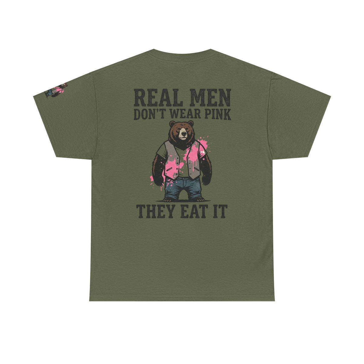 Color: Military Green | Real Men Eat Pink Premium Graphic Tee