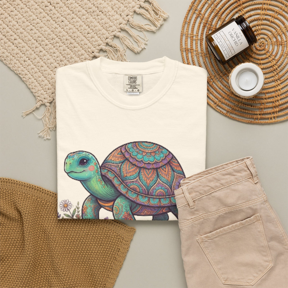 "Hippy Turtle" Unisex Garment-Dyed Tee
