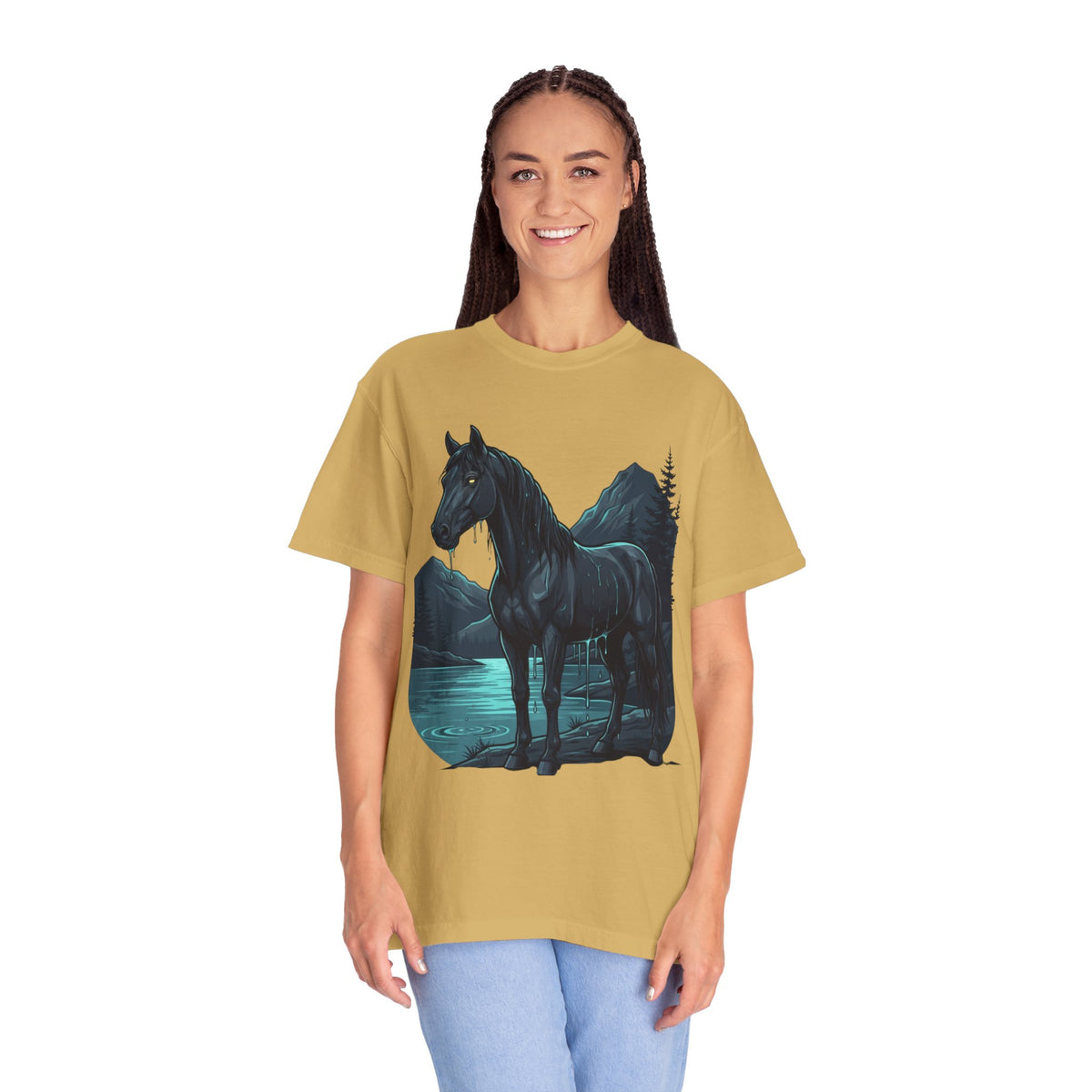 Color: Mustard | Kelpie (Scottish Folklore) Unisex Garment-Dyed Tee