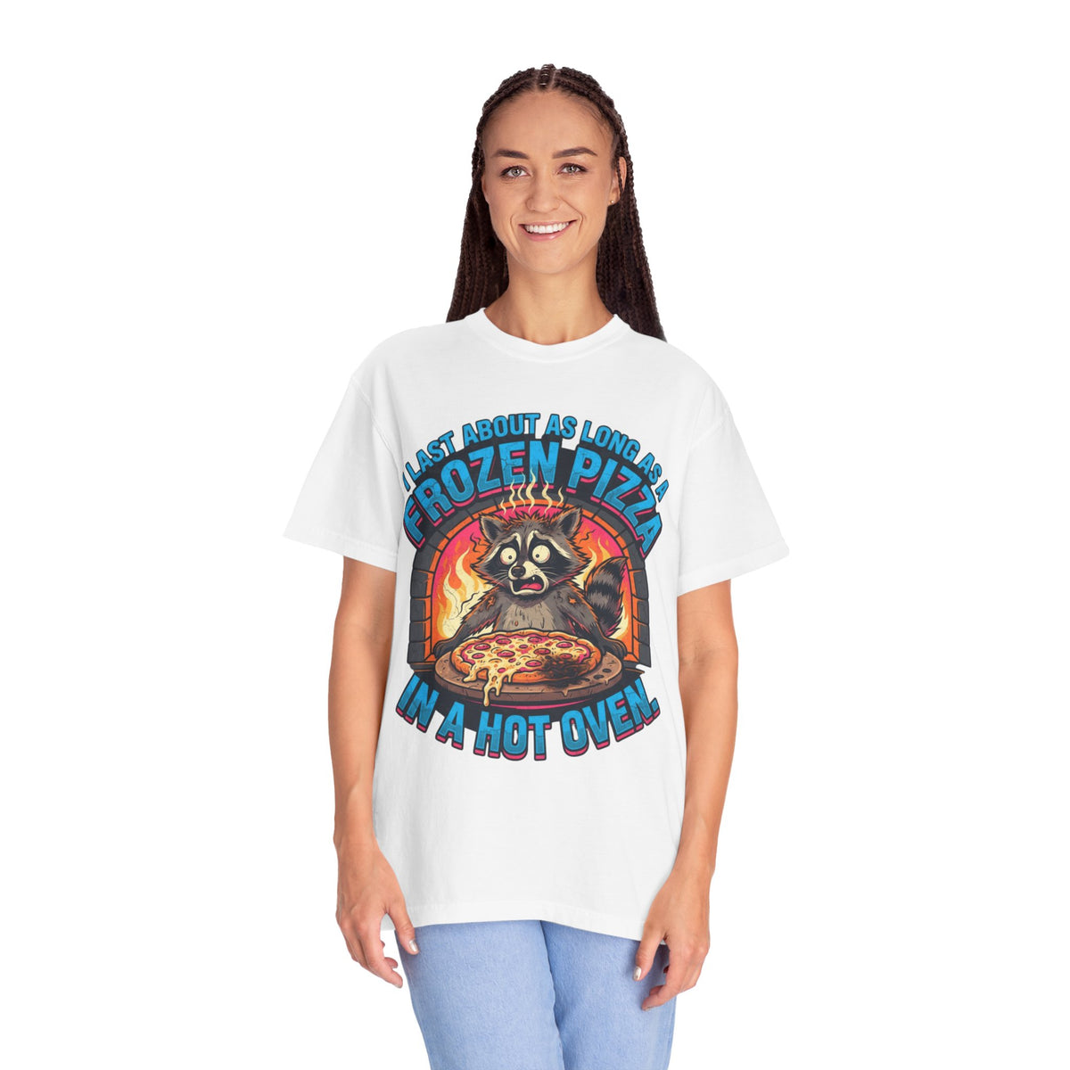 Color: White | Frozen Pizza in a Hot Oven Unisex Garment-Dyed Tee