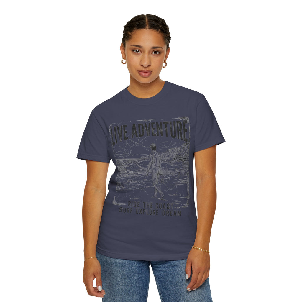 "Live Adventure - Surf" Unisex Garment-Dyed Tee