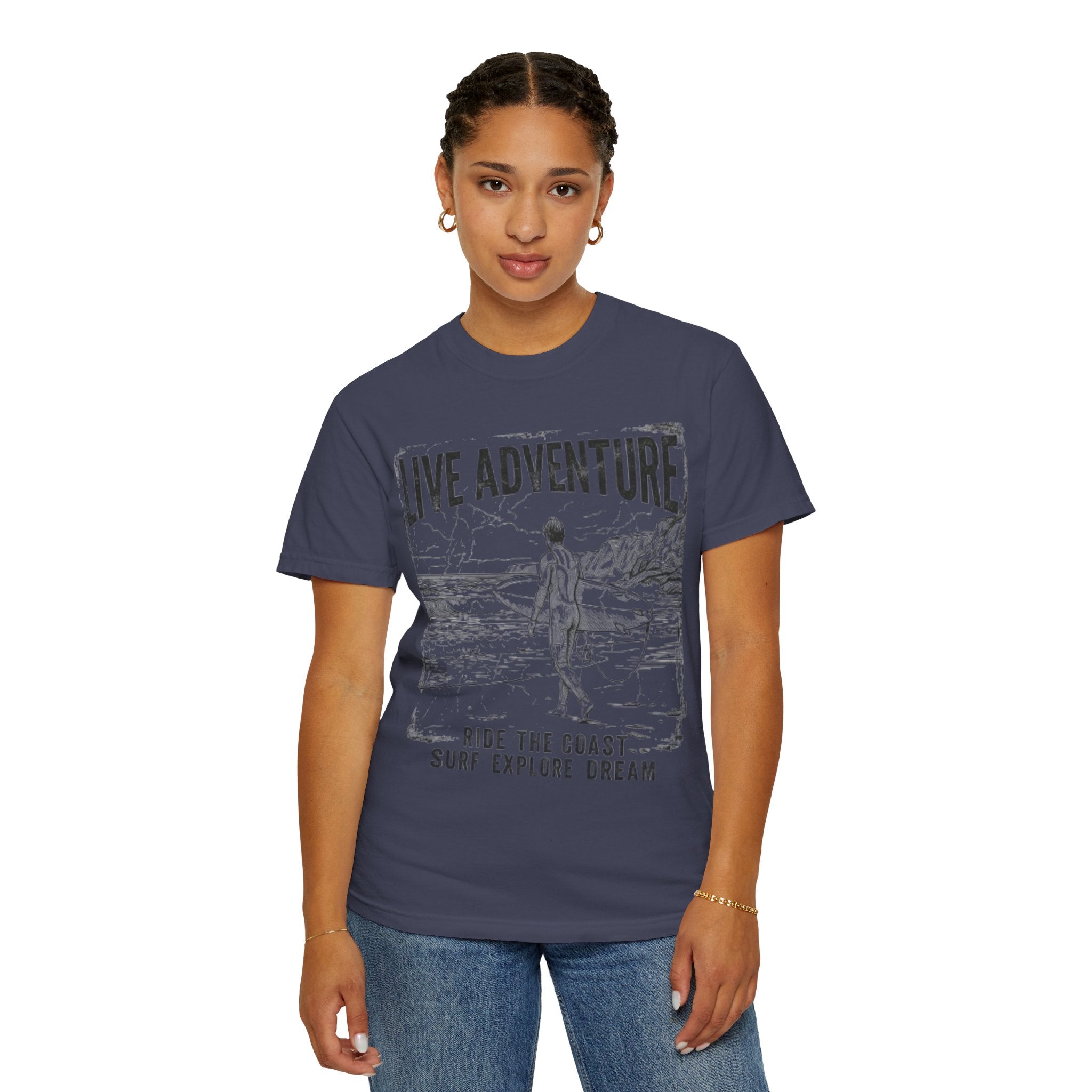 "Live Adventure - Surf" Unisex Garment-Dyed Tee