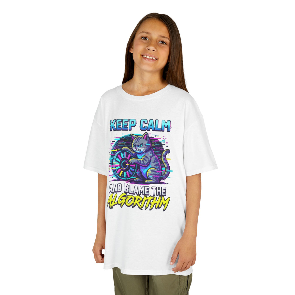 Color: White | Keep Calm And Blame The Algorithm Kids Tee