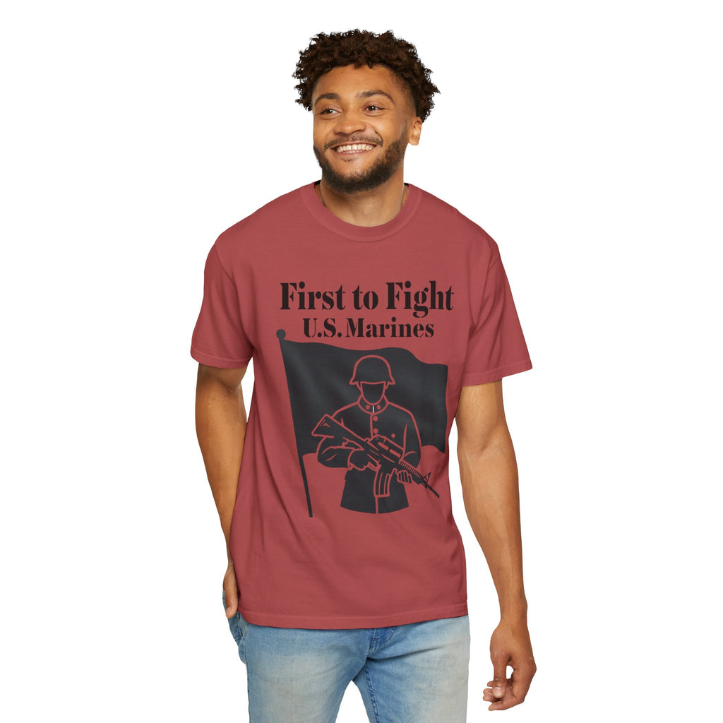 "First to Fight" Unisex Garment-Dyed T-shirt