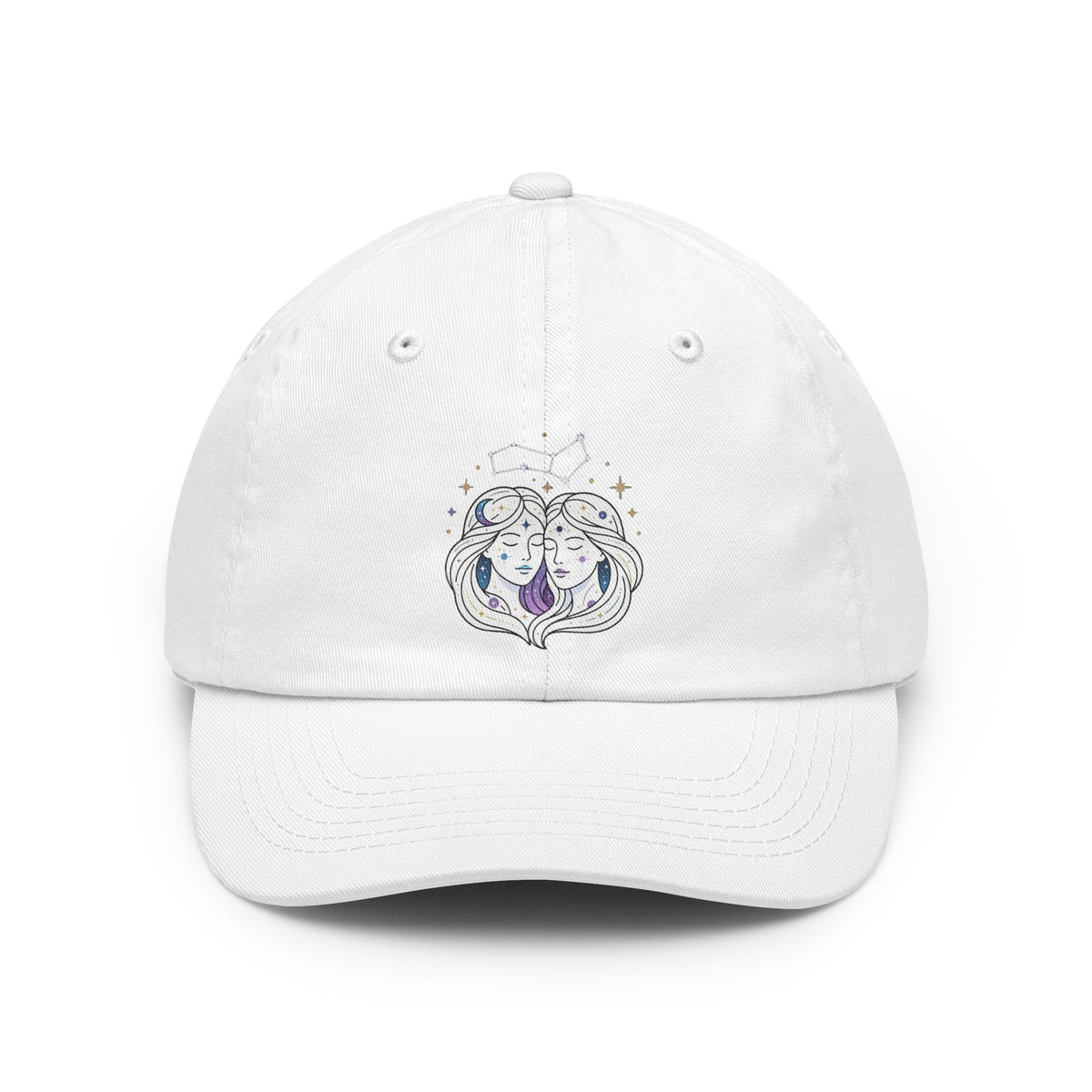 Color: White | Gemini The Celestial Twins Dad Hat — Graphic