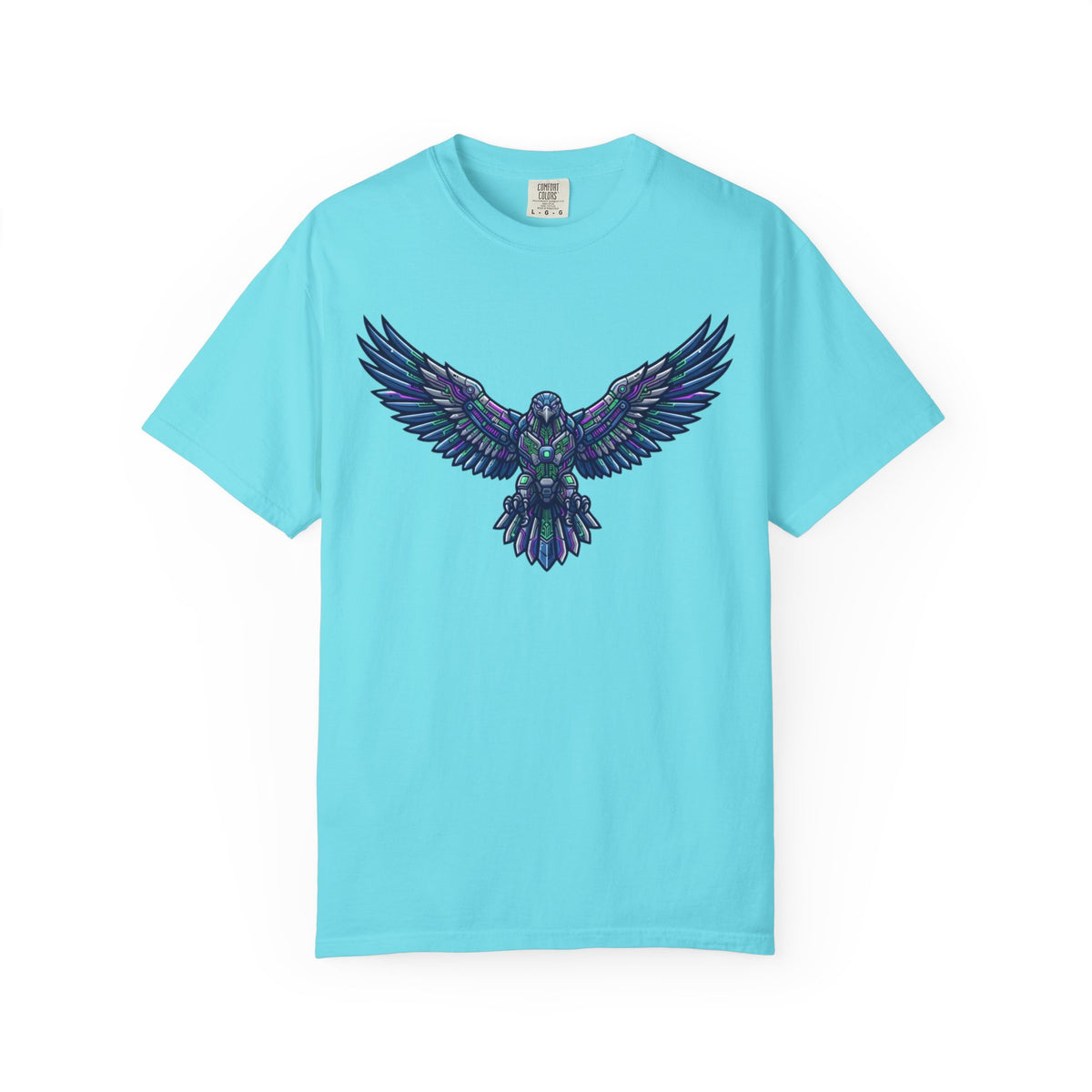 Color: Lagoon Blue | Cyber Falcon Unisex Garment-Dyed Tee