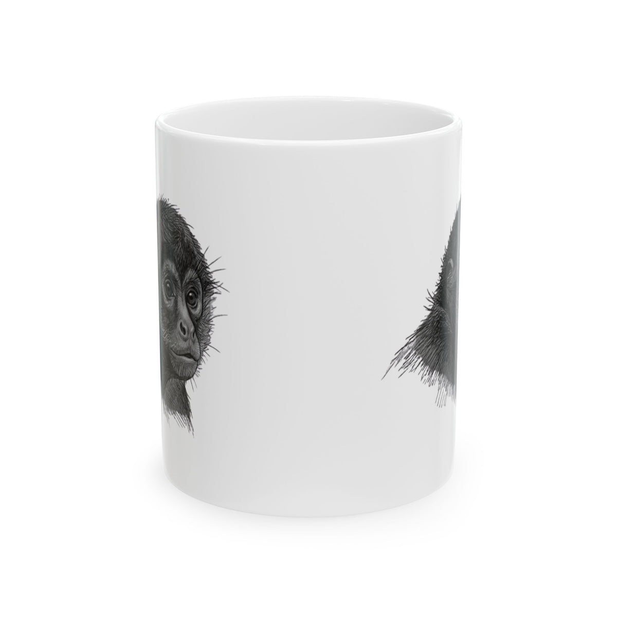 "Pencil Sketch Art Spider Monkey" White Ceramic Mug — Graphic