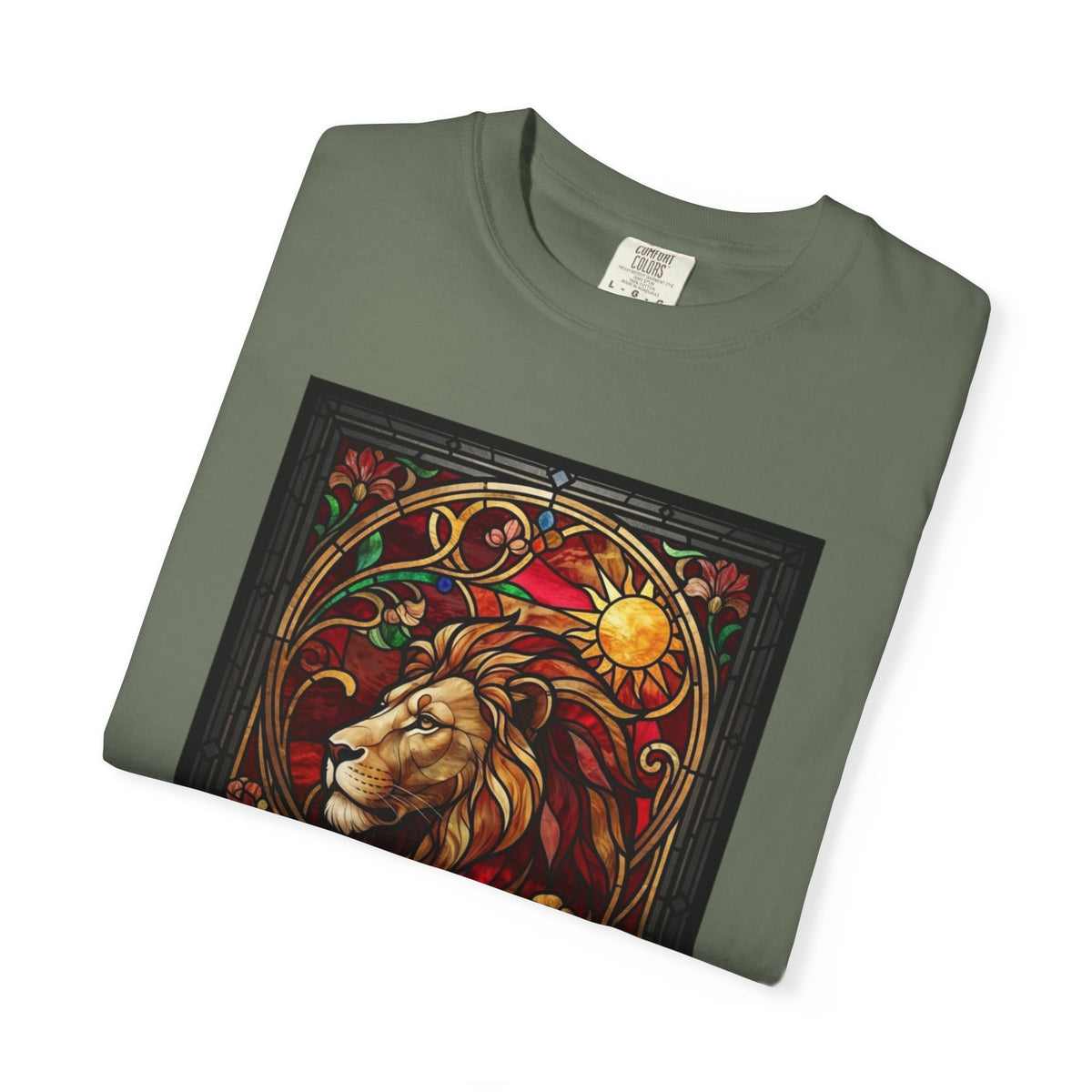 "Stained Glass Sign LEO" Unisex Garment-Dyed Tee