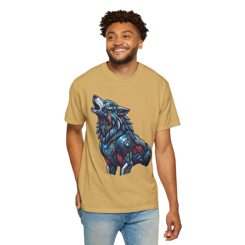 "Cyber Wolf" Unisex Garment-Dyed Tee