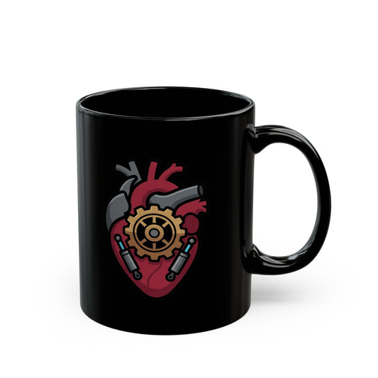 "Mechanical Heart" Black Ceramic Mug — Graphic