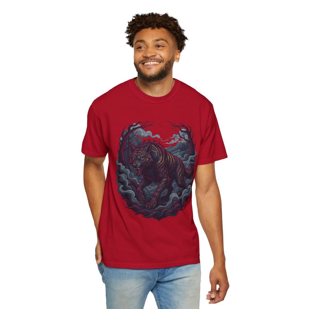 Color: Red | The Beast of Gévaudan (France) Unisex Garment-Dyed Tee