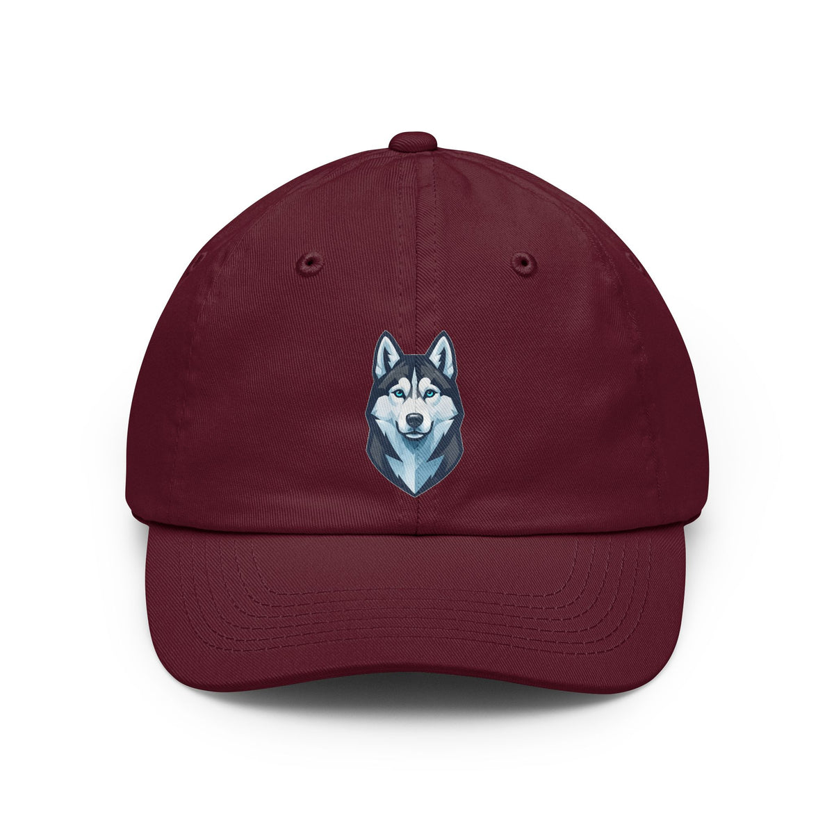 Color: Maroon | Siberian Husky Loyal & Free Dad Hat — Graphic