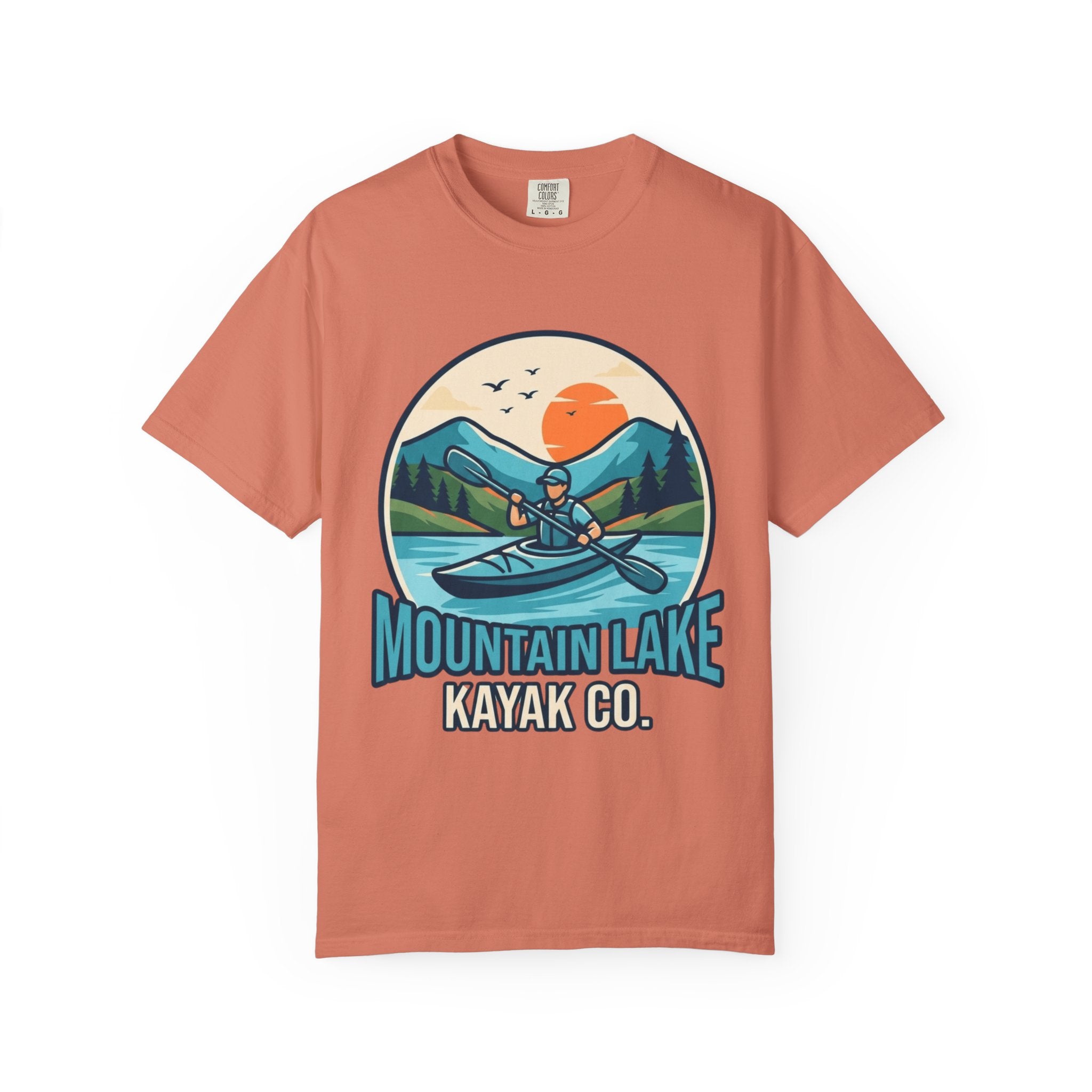 "Mountain Lake Kayak" Unisex Garment-Dyed Tee