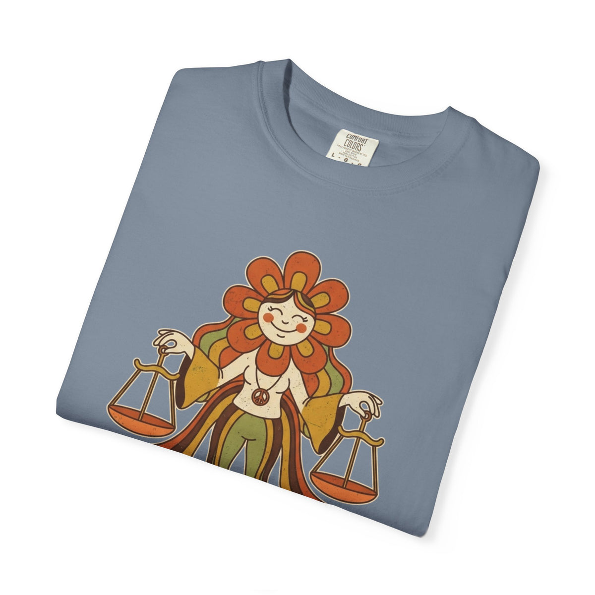 "Retro Mascot Groovy Libra" Unisex Garment-Dyed Tee