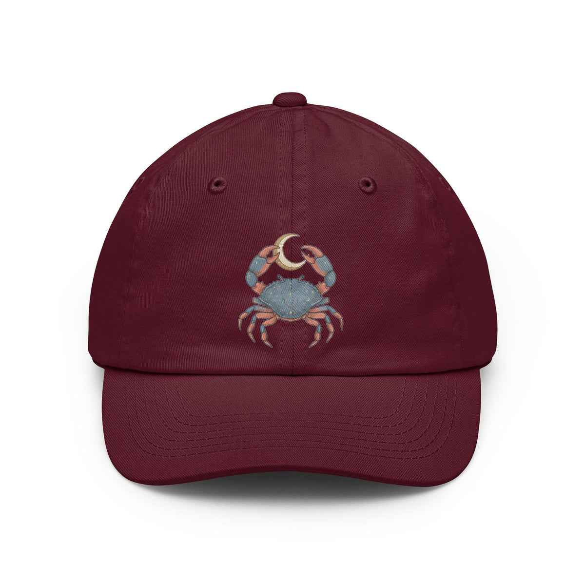Color: Maroon | Cancer The Moon Child Crab Dad Hat — Graphic