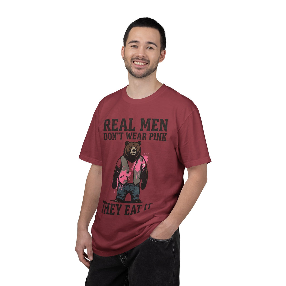 Color: Chili | Real Men Eat Pink Unisex Garment-Dyed Tee