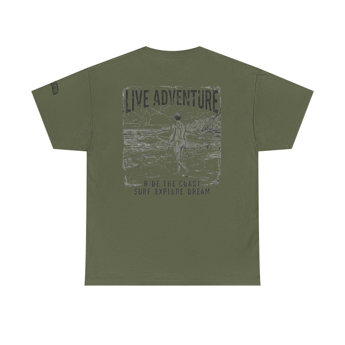 Color: Military Green | Live Adventure - Surf Premium Graphic Tee