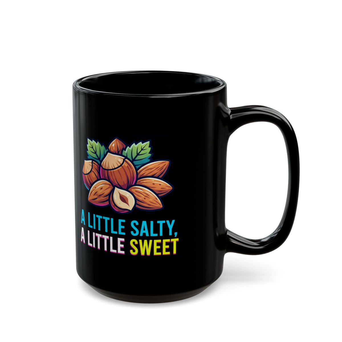 "A Little Salty, A Little Sweet" Black Ceramic Mug