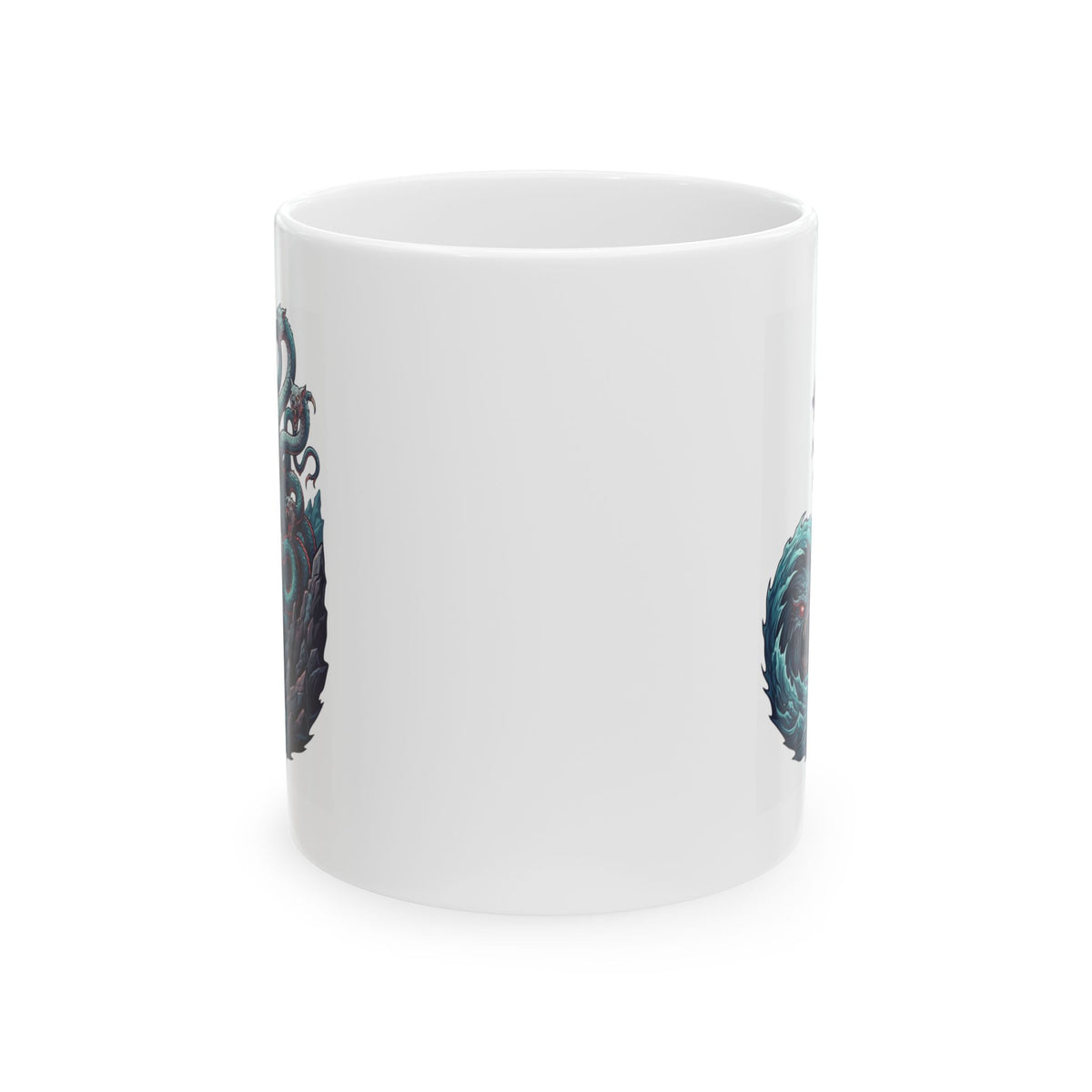 "Charybdis and Scylla (Greek Mythology)" White Ceramic Mug