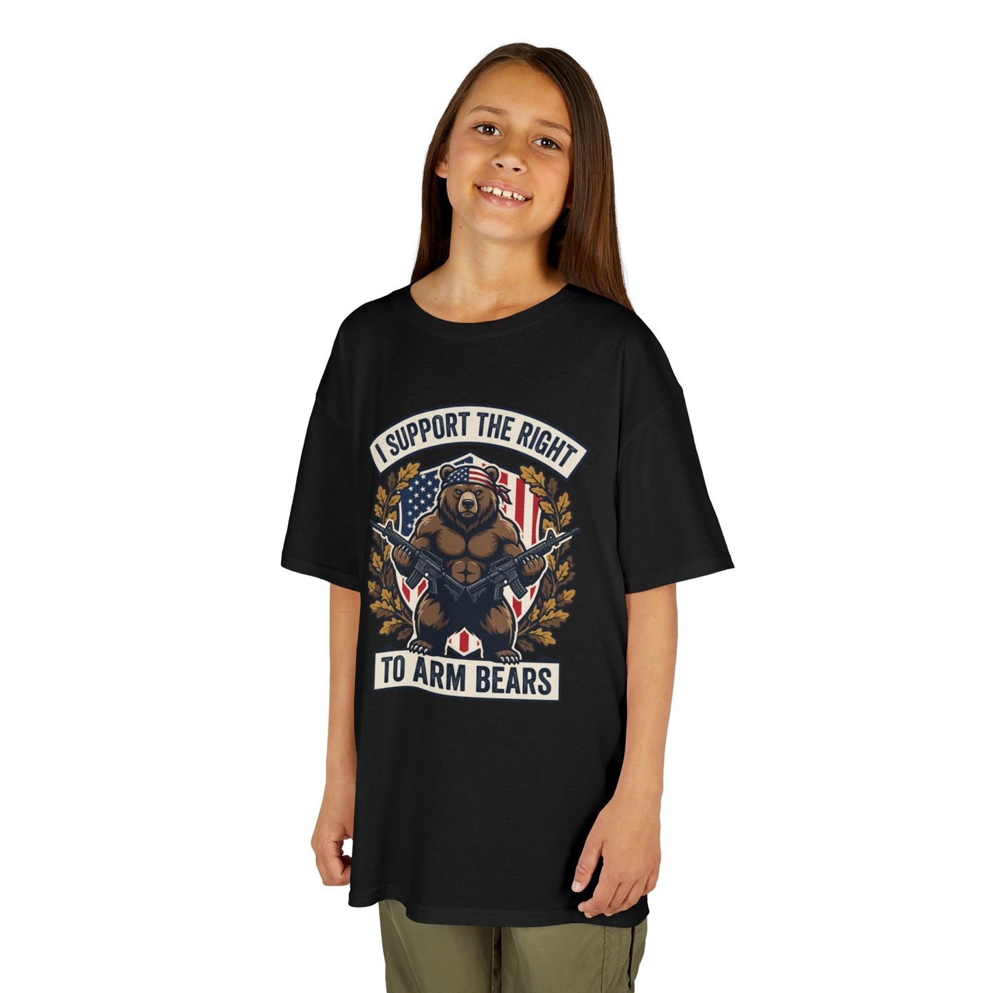 Kids T‑Shirt — "I Support The Right To Arm Bears" Patriotic Bear Graphic Tee