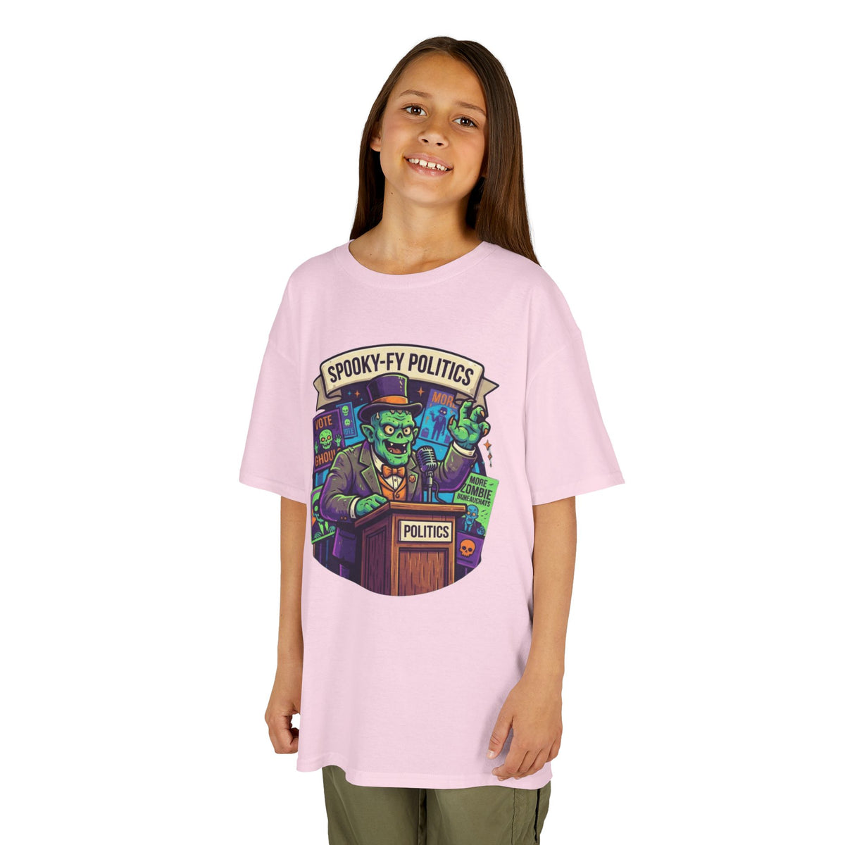 Color: Light Pink | Spooky-Fy Politics Kids Tee