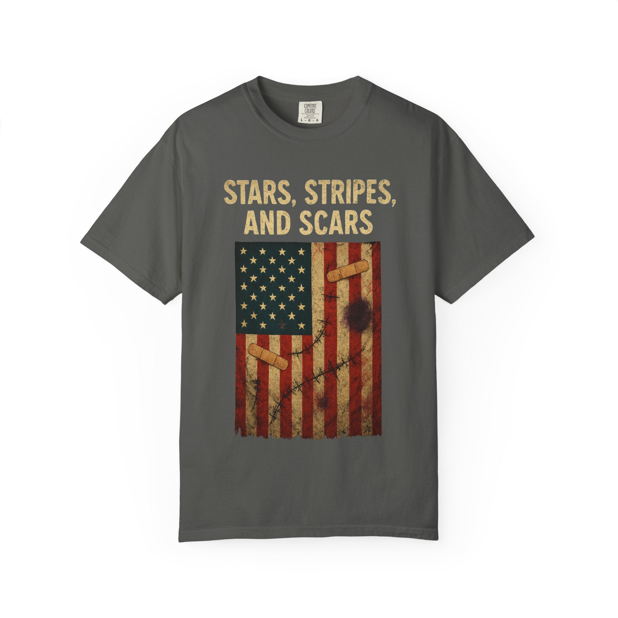 "STARS, STRIPES, AND SCARS" Unisex Garment-Dyed T-shirt