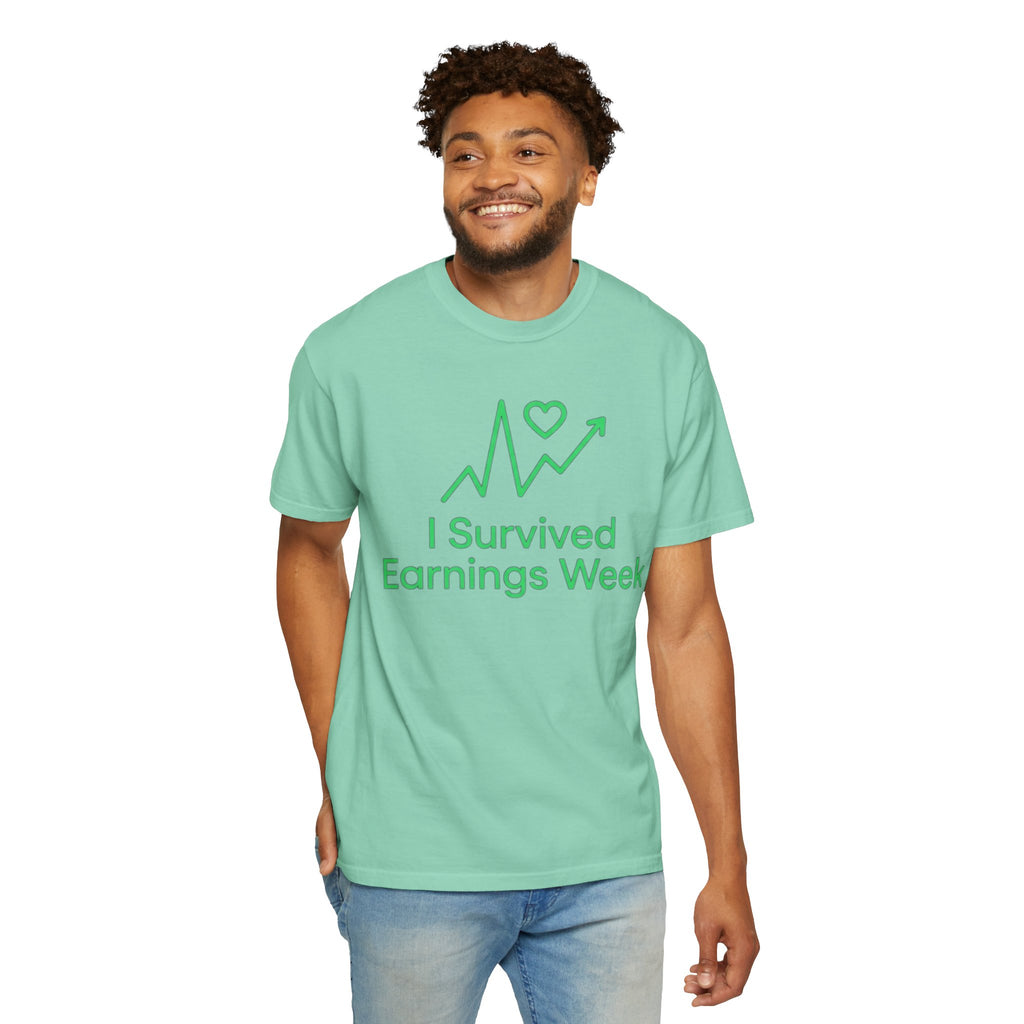 "I Survived Earnings Week" Unisex Garment-Dyed Tee
