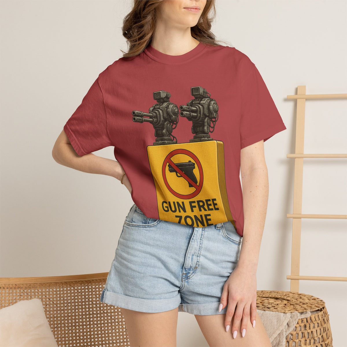 Color: Crimson | Gun Free Zone: Unisex Garment-Dyed T-shirt