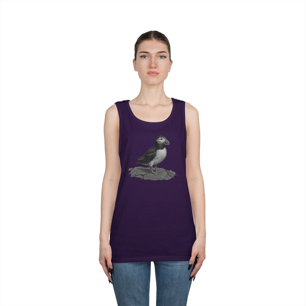 "Pencil Sketch Art Puffin" Tank Top