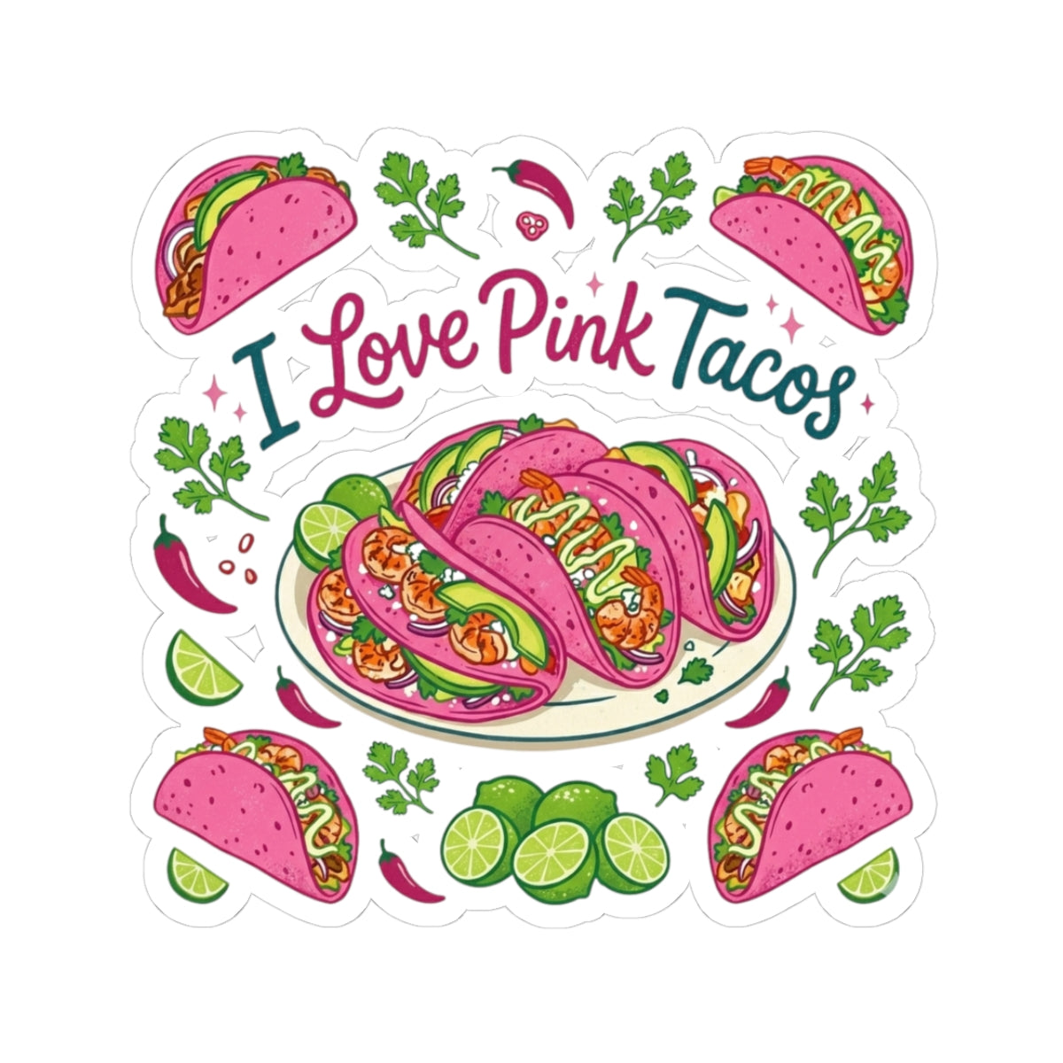 "I Love Pink Tacos" Sticker — Main