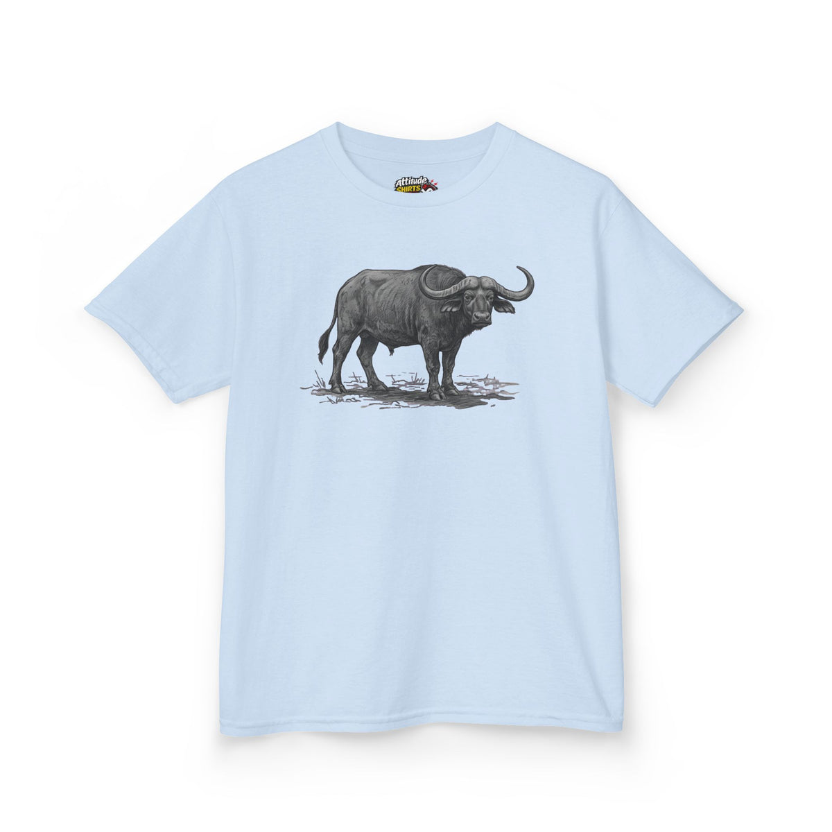 "Pencil Sketch Art Cape Buffalo" Kids Tee