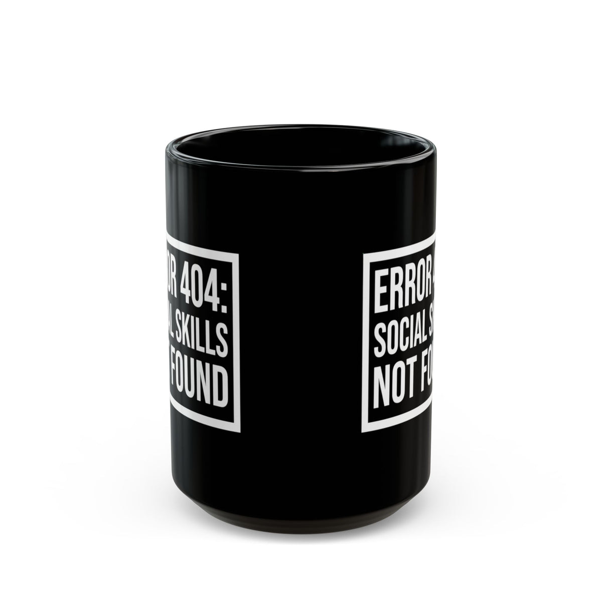 "Social Skills Not Found" Black Ceramic Mug