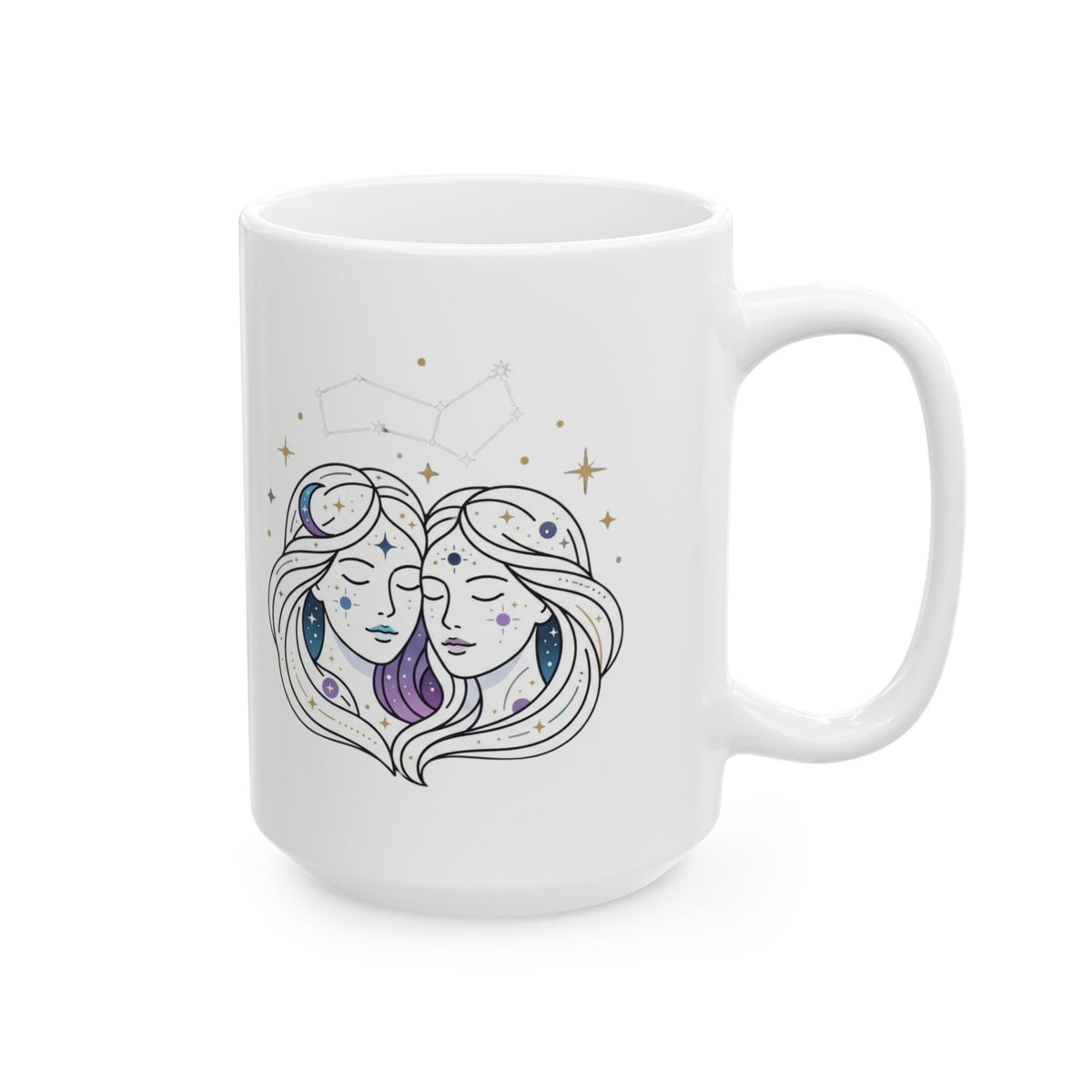"Gemini The Celestial Twins" White Ceramic Mug — Graphic