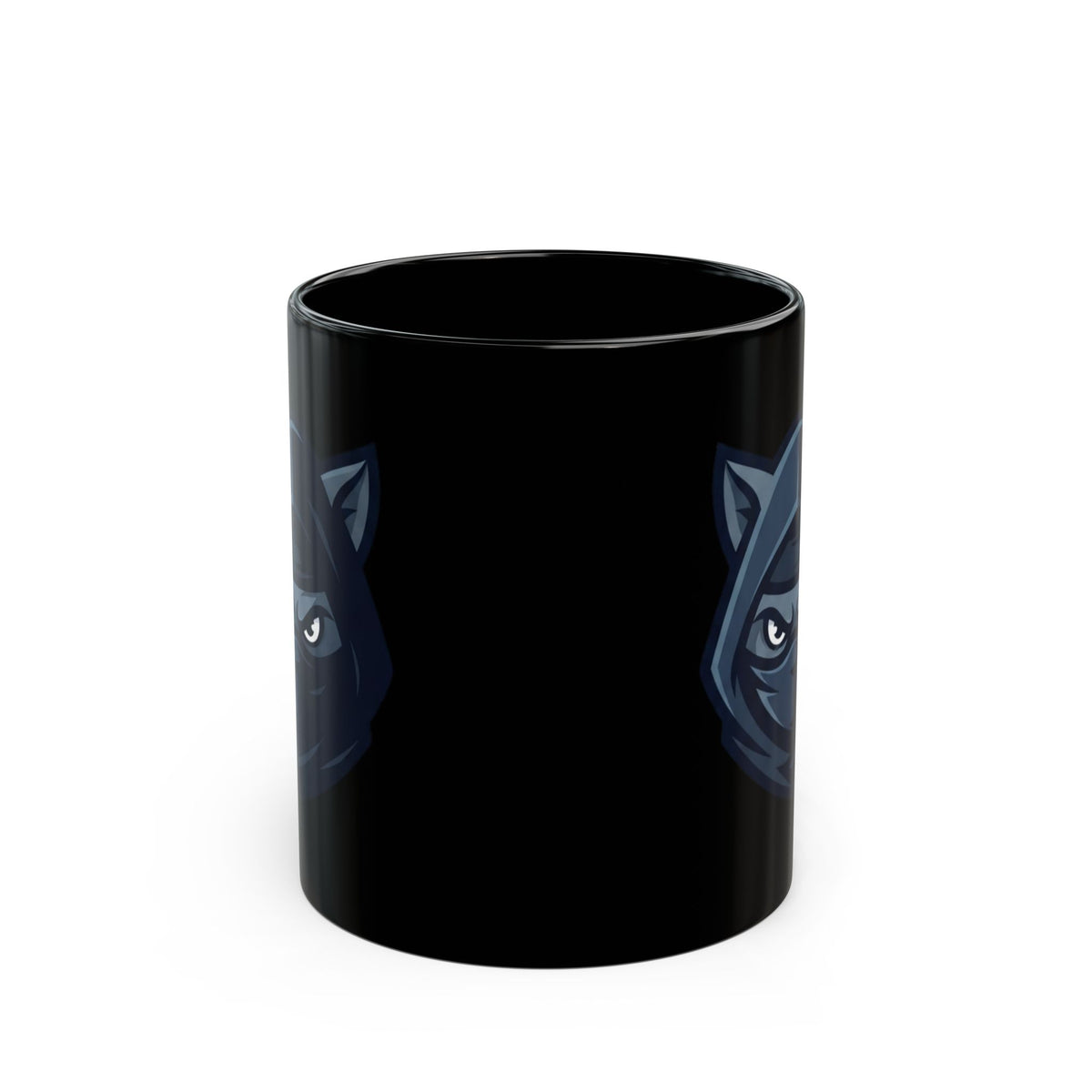 "Ninja Cat Credible" Black Ceramic Mug — Graphic